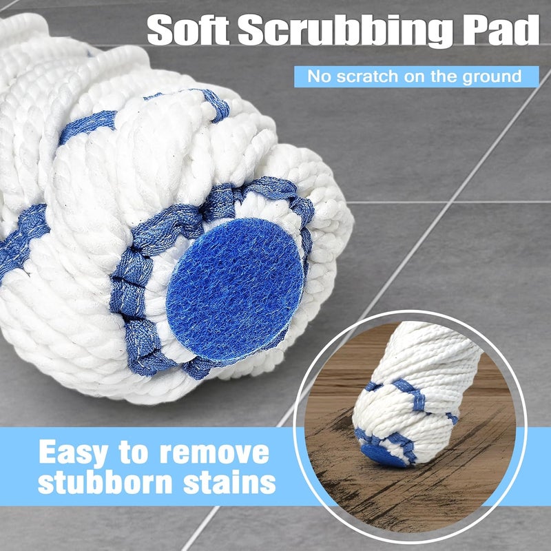 NEWE Self Wringing Twist Mop for Floor Cleaning, Upgraded 18-inch Wide Microfiber Mops, 55 Inches Long Handle Wet Dry Kitchen Easy Squeeze String Mop for Wood, Hardwood, Tile, Marble (Blue) - Image 4